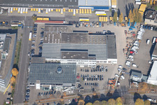 Aerial view of Killisfeld, Iveco Süd-West Nutzfahrzeuge GmbH in the district Durlach in Karlsruhe in the state Baden-Wuerttemberg, Germany