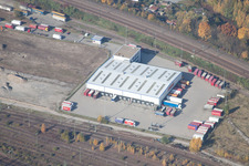 Wofahrtsweierer Straße, Emons Spedition GmbH in the district Oststadt in Karlsruhe in the state Baden-Wuerttemberg, Germany seen from above