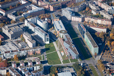 Drone image of Kriegsstraße East in the district Südstadt in Karlsruhe in the state Baden-Wuerttemberg, Germany