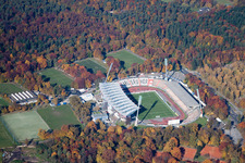 Aerial view of Football stadium of the football club Wildparkstadion des KSC in Karlsruhe in the state Baden-Wurttemberg