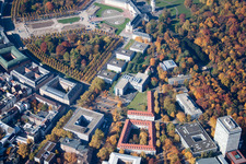 Aerial view of KIT University in the district Innenstadt-Ost in Karlsruhe in the state Baden-Wuerttemberg, Germany