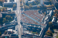 Aerial view of Ettlinger Tor Center in the district Innenstadt-West in Karlsruhe in the state Baden-Wuerttemberg, Germany