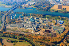Aerial view of Maxau Paper Mill Stora-Enso in the district Knielingen in Karlsruhe in the state Baden-Wuerttemberg, Germany