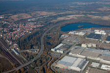Aerial view of From the east in Wörth am Rhein in the state Rhineland-Palatinate, Germany