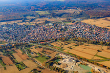 Aerial view of City view from the east in Hagenbach in the state Rhineland-Palatinate, Germany