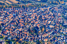 Aerial view of Ludwigstr in Hagenbach in the state Rhineland-Palatinate, Germany