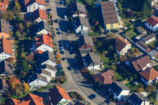 Habsburger Allee x Drachenfelsstrasse in Hagenbach in the state Rhineland-Palatinate, Germany seen from above