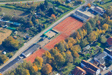 Aerial view of Tennis courts in Hagenbach in the state Rhineland-Palatinate, Germany