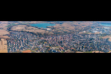 Aerial photograpy of Panorama from the west in Hagenbach in the state Rhineland-Palatinate, Germany