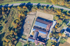 Oblique view of Horse farm in Hagenbach in the state Rhineland-Palatinate, Germany