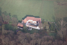 Aerial view of Herrenmühle in the district Minderslachen in Kandel in the state Rhineland-Palatinate, Germany