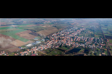 Panoramic perspective Town View of the streets and houses of the residential areas in Steinfeld in the state Rhineland-Palatinate, Germany
