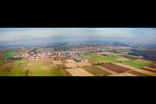 Panorama of the village view from the south in Freckenfeld in the state Rhineland-Palatinate, Germany