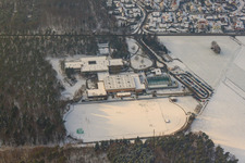 IGS Rheinzabern, Römerbergschule in winter with snow in Rheinzabern in the state Rhineland-Palatinate, Germany