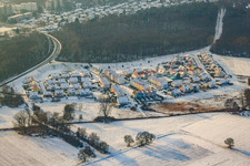 New development area Im Schnabel in winter with snow in Wörth am Rhein in the state Rhineland-Palatinate, Germany