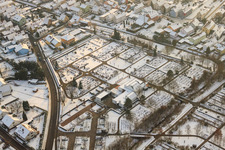 Cemetery in winter with snow in Wörth am Rhein in the state Rhineland-Palatinate, Germany
