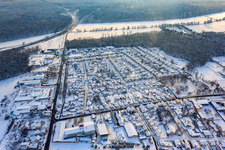 Lauterburger Straße in winter with snow in Kandel in the state Rhineland-Palatinate, Germany