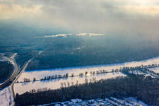Otterbachtal at the outdoor pool in winter with snow in Kandel in the state Rhineland-Palatinate, Germany