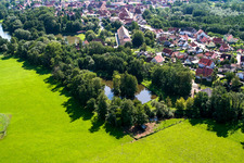 Lauterbourg in the state Bas-Rhin, France seen from a drone