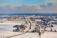 Saarstrasse in the snow in Kandel in the state Rhineland-Palatinate, Germany