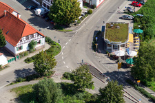 Aerial view of Old Customs in Lauterbourg in the state Bas-Rhin, France