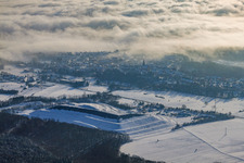 District landfill in snow in winter in Berg in the state Rhineland-Palatinate, Germany