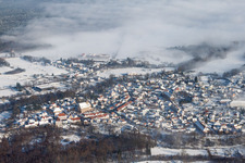 Wintry snowy Town View of the streets and houses of the residential areas in Lauterbourg in Grand Est, France