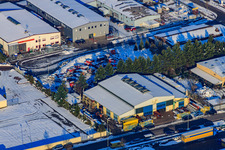 Horstring in snow in winter in the district Minderslachen in Kandel in the state Rhineland-Palatinate, Germany