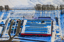 Bienwald fitness in the snow in winter in the district Minderslachen in Kandel in the state Rhineland-Palatinate, Germany
