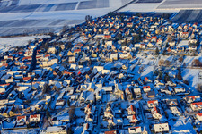 Bruchgasse in snow in winter in Impflingen in the state Rhineland-Palatinate, Germany