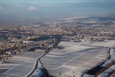 Landau in der Pfalz in the state Rhineland-Palatinate, Germany seen from a drone