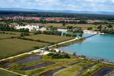Aerial photograpy of Gravel pits in Hagenbach in the state Rhineland-Palatinate, Germany