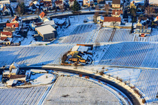 Gies-Düppel Winery in winter with snow in Birkweiler in the state Rhineland-Palatinate, Germany