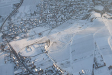 Aerial photograpy of Dionisius Chapel in winter in the district Gleiszellen in Gleiszellen-Gleishorbach in the state Rhineland-Palatinate, Germany
