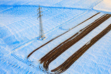 Freshly manured field in winter with snow in Freckenfeld in the state Rhineland-Palatinate, Germany