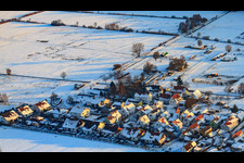Gänsried from the north in winter with snow in Freckenfeld in the state Rhineland-Palatinate, Germany