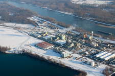 Aerial photograpy of Chemical industry on the Rhine in Lauterbourg in the state Bas-Rhin, France