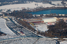 Rhine harbor in Lauterbourg in the state Bas-Rhin, France from above