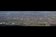 Aerial view of Panorama from the local area and environment in Lustadt in the state Rhineland-Palatinate
