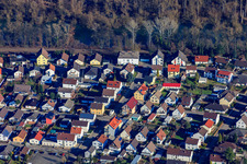 Aerial view of Schillerstr in Lingenfeld in the state Rhineland-Palatinate, Germany