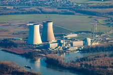 Nuclear power plant in Philippsburg in the state Baden-Wuerttemberg, Germany out of the air