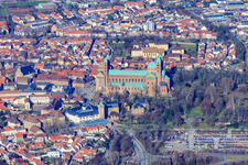 Aerial view of Cathedral to Speyer from the south in Speyer in the state Rhineland-Palatinate, Germany