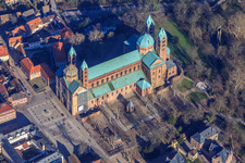 Cathedral to Speyer from the south in Speyer in the state Rhineland-Palatinate, Germany out of the air