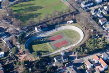 Aerial view of Range of bicycle racetrack - Parkour of the RV08 in Dudenhofen in the state Rhineland-Palatinate