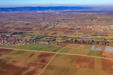 Aerial view of Village view from the southeast in Freimersheim in the state Rhineland-Palatinate, Germany