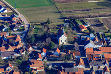 St. Bartholomew in Zeiskam in the state Rhineland-Palatinate, Germany from above