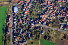Aerial view of Bahnhofstr in Zeiskam in the state Rhineland-Palatinate, Germany