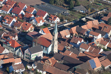 Aerial view of From the southwest in Erlenbach bei Kandel in the state Rhineland-Palatinate, Germany