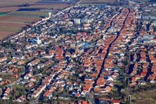 Aerial view of Main road from the west in Kandel in the state Rhineland-Palatinate, Germany