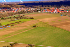 Village view from the southwest in Rülzheim in the state Rhineland-Palatinate, Germany